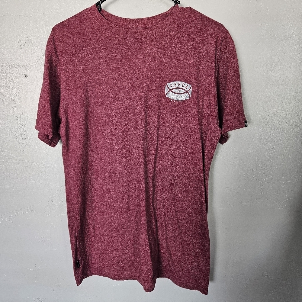 Veece Men's Medium Maroon Red Pink T-Shirt Short Sleeve Graphic Tee Logo Shirt